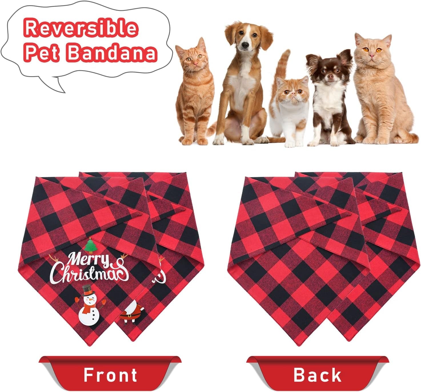 2 Pack Dog Bandana Christmas Classic Buffalo Plaid Pets Scarf Triangle Bibs Kerchief Set Pet Costume Accessories Decoration for Small Medium Large Dogs Cats Pets